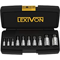 LEXIVON XZN - Juego de llaves de vaso de acero de aleación S2 de alta calidad- 10 piezas- estilo europeo M4 - M18…